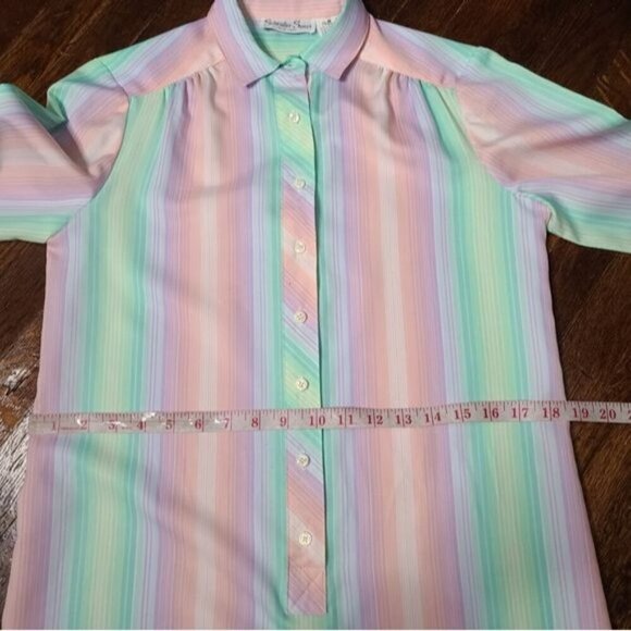 Vintage 60s Schrader Sport NY Pastel Striped Casual House Dress - Picture 9 of 13
